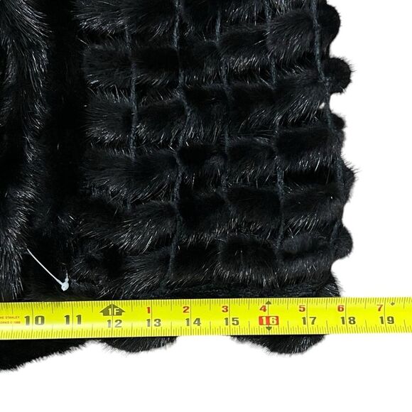 Ranch Mink Fur Vest with Crochet Black Genuine Mink Cozy Soft Statement Piece - Picture 10 of 13